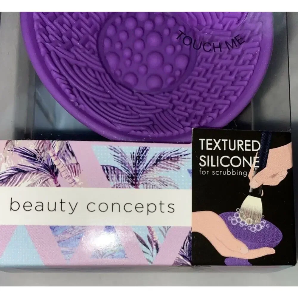 Beauty Concepts Cosmetic Brush Cleaning Cup Purple Silicone New Lot of 2